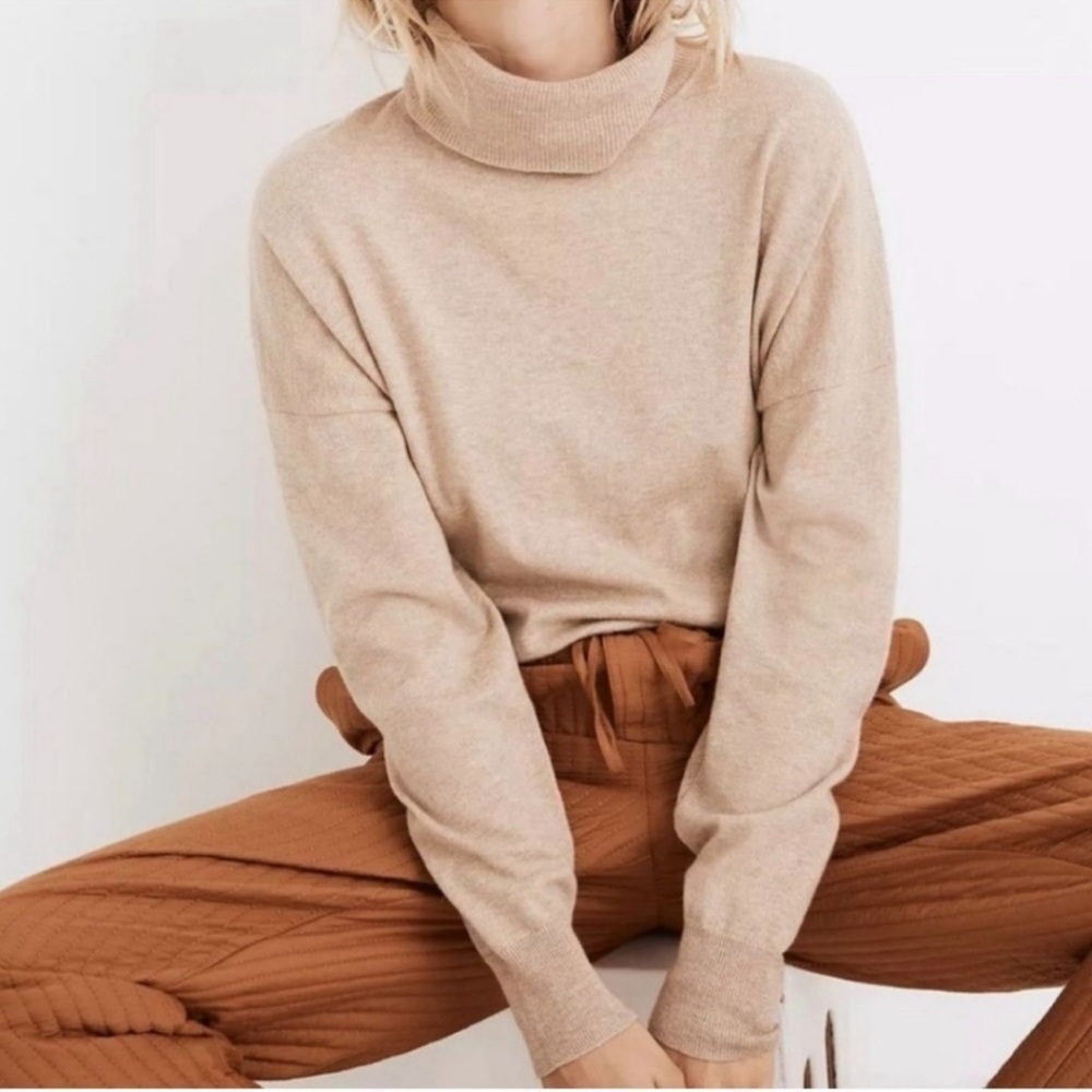 Madewell Top Turtleneck Brookhaven Wool Long Sleeve Casual Classic Beige Tan Me